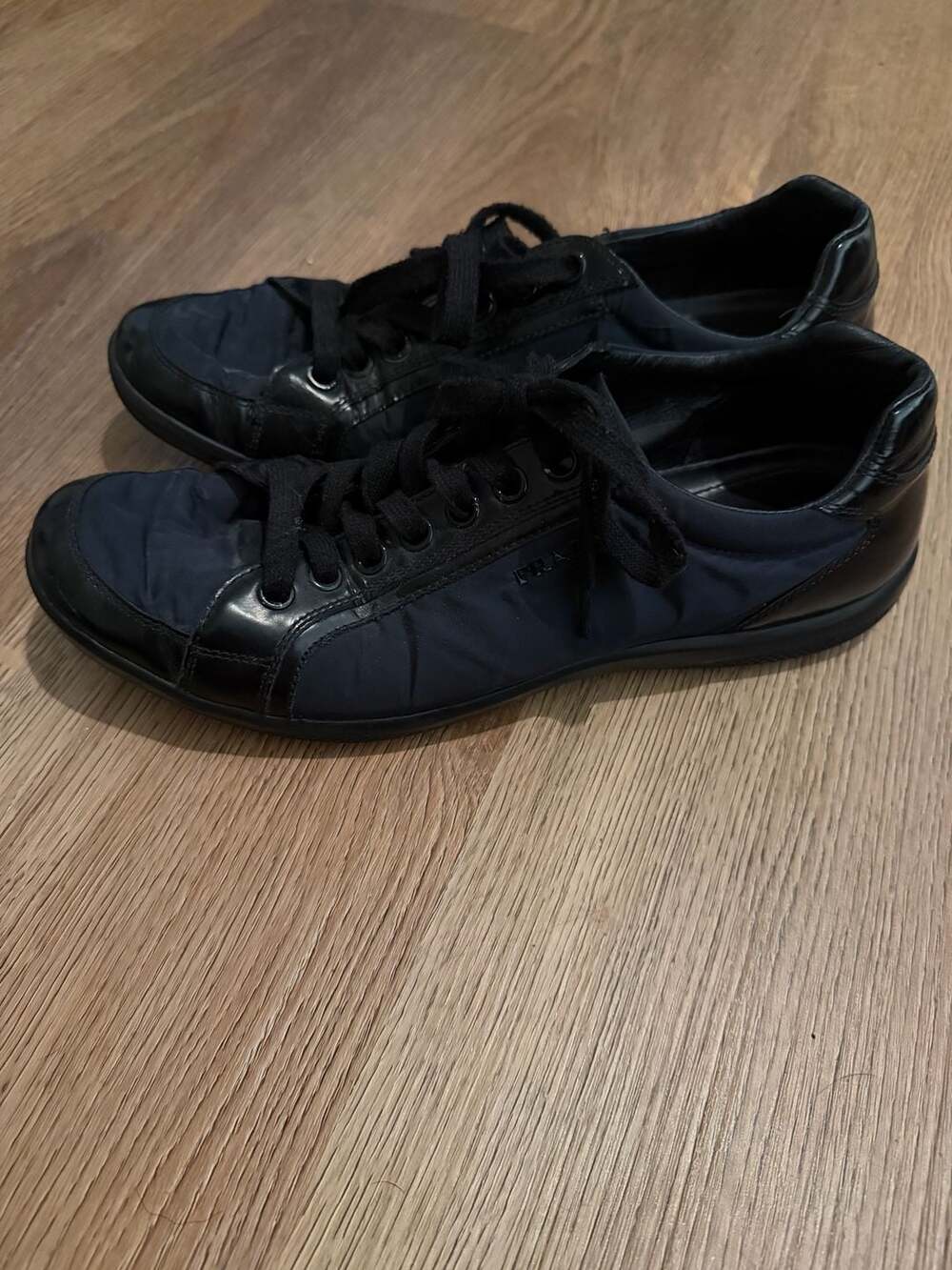 Prada Nylon and Patent Leather Sneakers Black Size 9.5 - Picture 3 of 8
